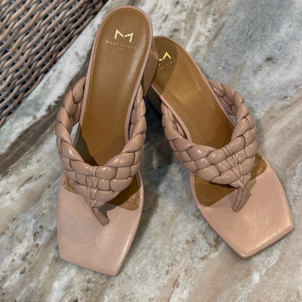 Women’s MARC FISHER Norsa braided block heel sandals- Size 10 - Picture 8 of 11